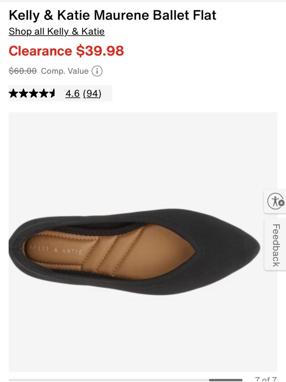 Kelly & Katie Maurene Black Ballet Flat Shoes from DSW Size 8.5 Medium - Picture 2 of 11